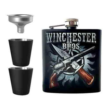 Supernatural Winchester Bros  Undead Inc Hip Flask Set