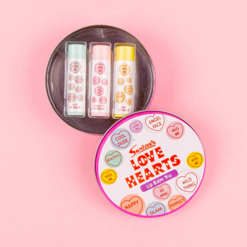 Love Hearts Candy Lip Balm Tin Trio Set