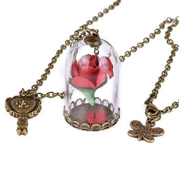 Beauty and the Beast Enchanted Rose Necklace-1