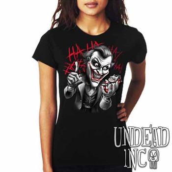 Joker Bat Bomb - Ladies T Shirt Black Grey