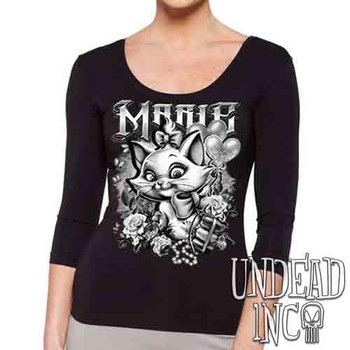 Marie Paris Black & Grey - Ladies 3/4 Long Sleeve Tee