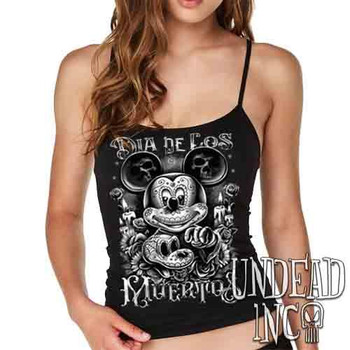 Mickey Day Of The Dead Black & Grey - Petite Slim Fit Tank