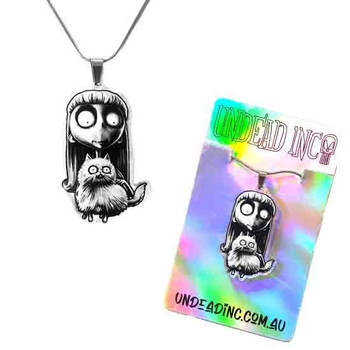 Weird Girl & Mr Whiskers Undead Inc STAINLESS STEEL Necklace
