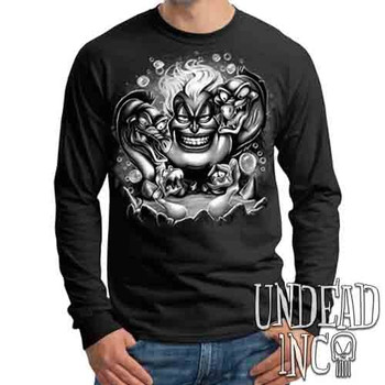 Villains Ursula Unfortunate Souls - Black & Grey Mens Long Sleeve Tee