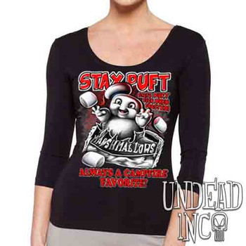 Stay Puft Marshmallows Black & Red - Ladies 3/4 Long Sleeve Tee