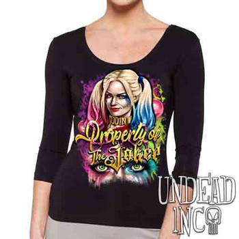 Suicide Squad Harley Quinn Property Of The Joker - Ladies 3/4 Long Sleeve Tee