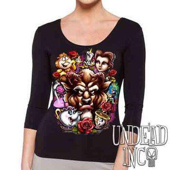 Beauty & the Beast - Ladies 3/4 Long Sleeve Tee