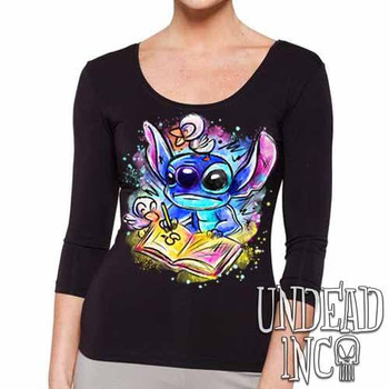 Stitch Watercolor - Ladies 3/4 Long Sleeve Tee