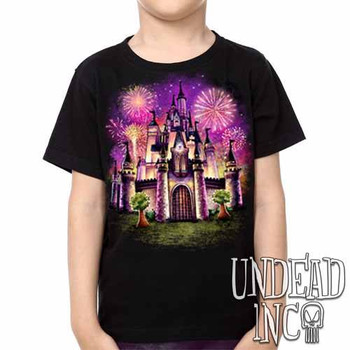 Sunset Castle Of Dreams -  Kids Unisex Girls and Boys T shirt Clothing