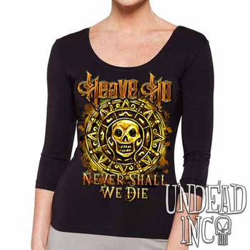 Pirates Of The Caribbean Never Shall We Die - Ladies 3/4 Long Sleeve Tee
