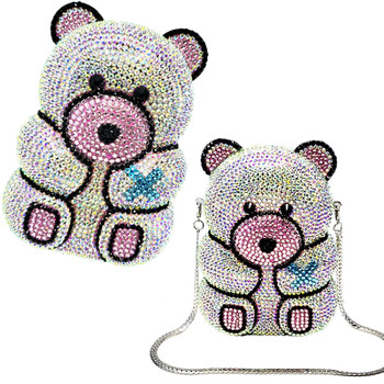 Teddy Bear Crystalized Clutch Purse