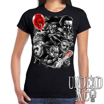 Horror Icons V1 Black & Grey - Ladies T Shirt