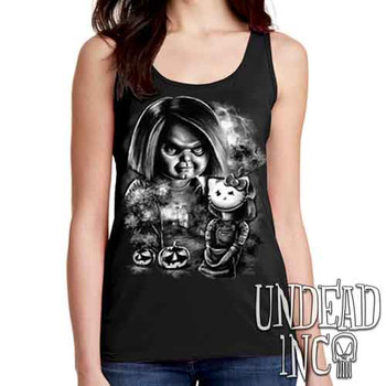 Chucky Trick Or Treat Black & Grey - Ladies Singlet Tank