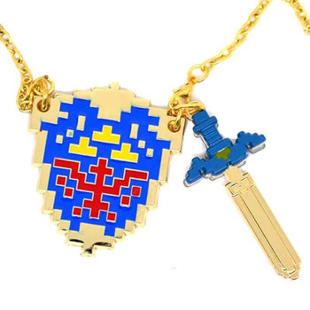 Zelda Sword & Shield Pixel Necklace