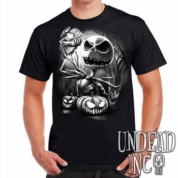 Nightmare Before Christmas Pumpkin King Jack - Mens T Shirt Black Grey