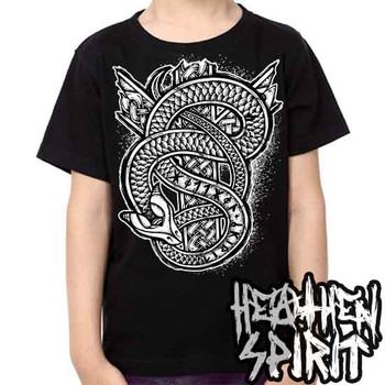 Algiz Serpent Viking Rune Heathen Spirit -  Kids Unisex Girls and Boys T shirt