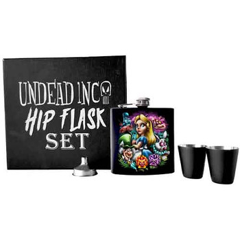 Alice In Wonderland Mad World Undead Inc Hip Flask Set