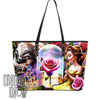 Beauty & The Beast Fairy Tale Magic Large Pu Leather Handbag / Shoulder Bag