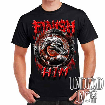 Mortal Kombat Finish Him Black & Grey - Mens T Shirt