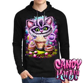 Cheshire Cat Tea Party - Mens Long Sleeve Hooded Shirt