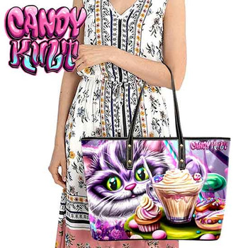 Cheshire Cat Tea Party Candy Kult Large Tote Bag