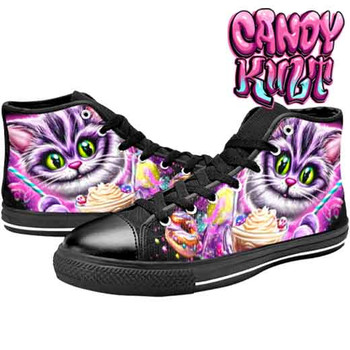 Cheshire Cat Mad Tea Party Women's Classic High Top Canvas Shoes