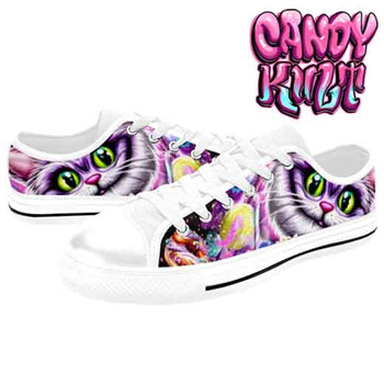 Cheshire Cat Mad Tea Party White LADIES Canvas Shoes