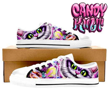Cheshire Cat Mad Tea Party White LADIES Canvas Shoes