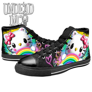 Kitty Rainbow Women's Classic High Top Canvas Shoes