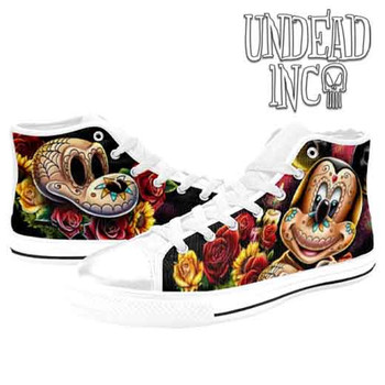 Mickey Day Of The Dead White Women's Classic High Top Canvas Shoes