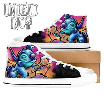 Stitch Sunset Sounds White Women's Classic High Top Canvas Shoes