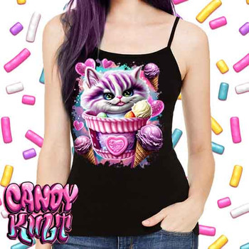 Cheshire Cat Ice Cream Dream Retro Candy - Petite Slim Fit Tank
