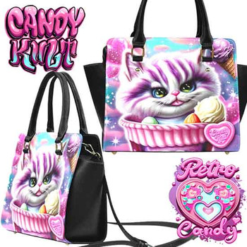 Cheshire Cat Ice Cream Dream Retro Candy Crossbody Handbag