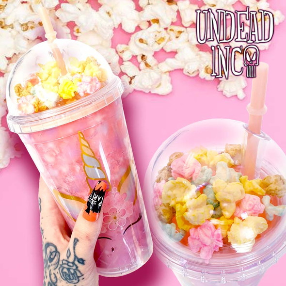 Unicorn Popcorn Frosty Freeze Pink Tumbler With Straw