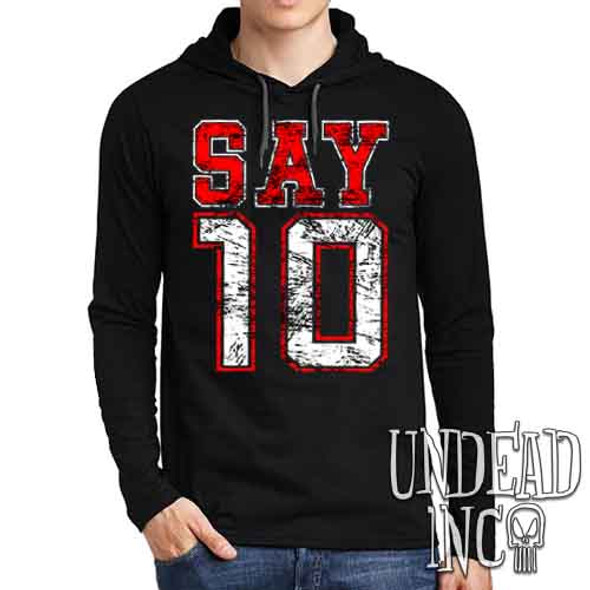 SAY 10 - Mens Long Sleeve Hooded Shirt