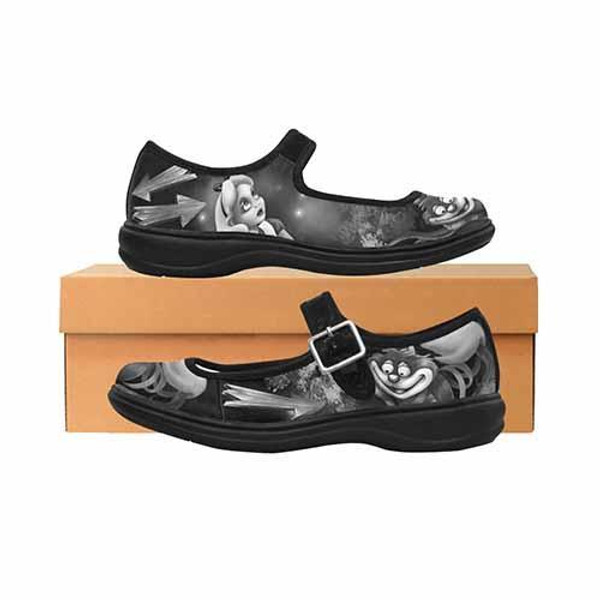 Alice In Wonderland Black & Grey Women's Mary Jane Shoes