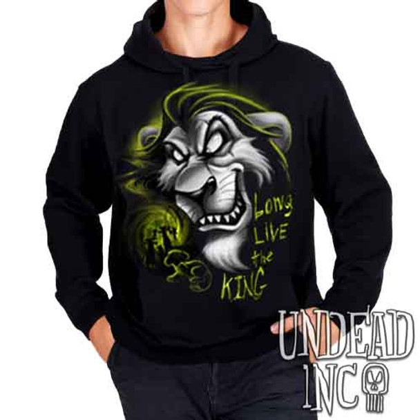 Villains Scar "Long live the king" Lion King Black & Grey  - Mens / Unisex Fleece Hoodie