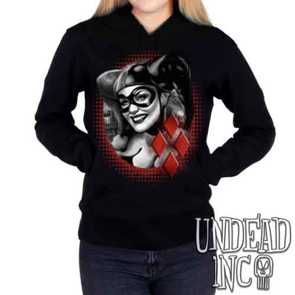 Harley Quinn Black & Grey - Ladies / Juniors Fleece Hoodie