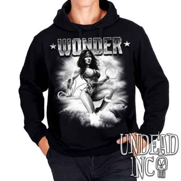 Wonder Woman Black & Grey  - Mens / Unisex Fleece Hoodie