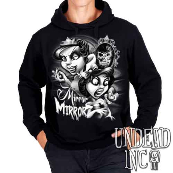 Snow White Mirror Mirror Black & Grey - Mens / Unisex Fleece Hoodie