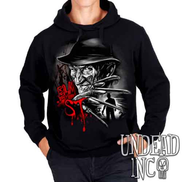 Freddy Krueger Elm ST Black & Grey - Mens / Unisex Fleece Hoodie