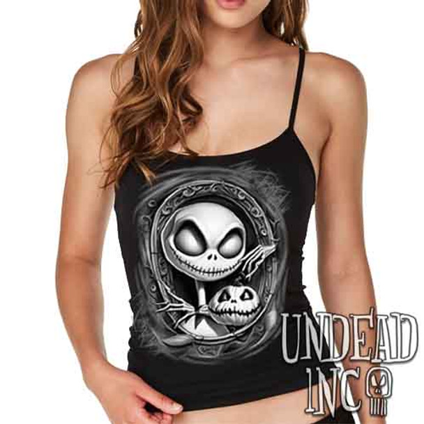 Jack Skellington Haunted Portrait Black & Grey - Petite Slim Fit Tank