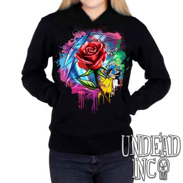 Enchanted Rose Dripping Stained Glass - Ladies / Juniors Fleece Hoodie