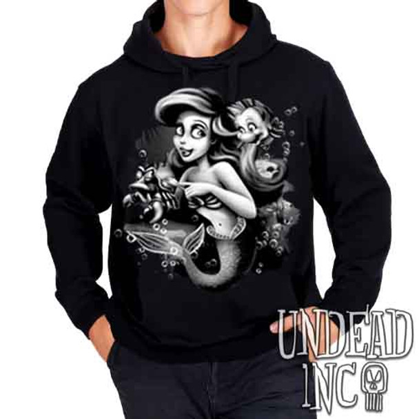 Ariel Sebastian Dinglehopper Brushing Black & Grey - Mens / Unisex Fleece Hoodie