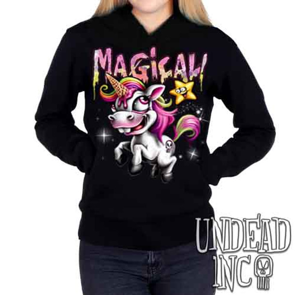 Magical Ice Cream Unicorn Undead Inc - Ladies / Juniors Fleece Hoodie