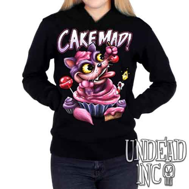 Cheshire Cat Cake Mad - Ladies / Juniors Fleece Hoodie