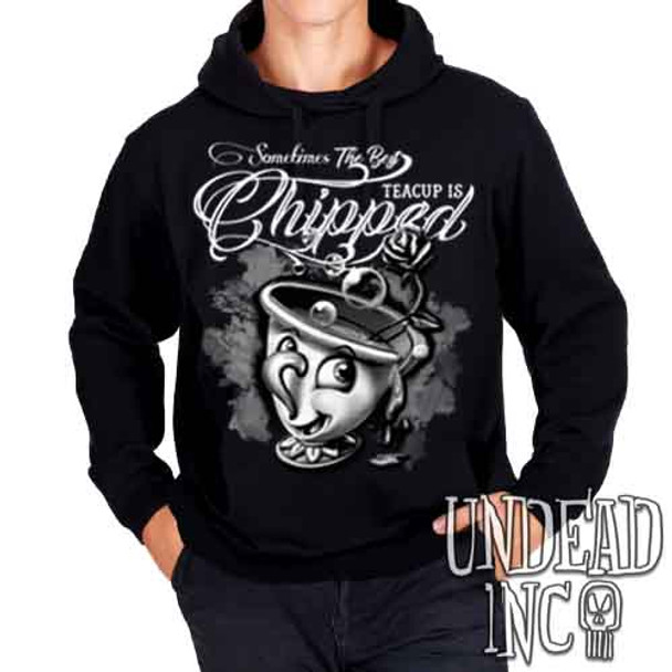 Beauty and the Beast Chip Teacup Black & Grey - Mens / Unisex Fleece Hoodie