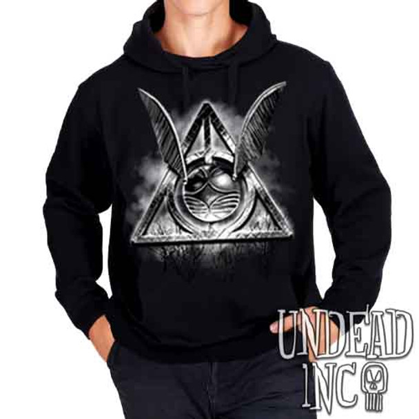 Deathly Hallows Snitch Black & Grey - Mens / Unisex Fleece Hoodie