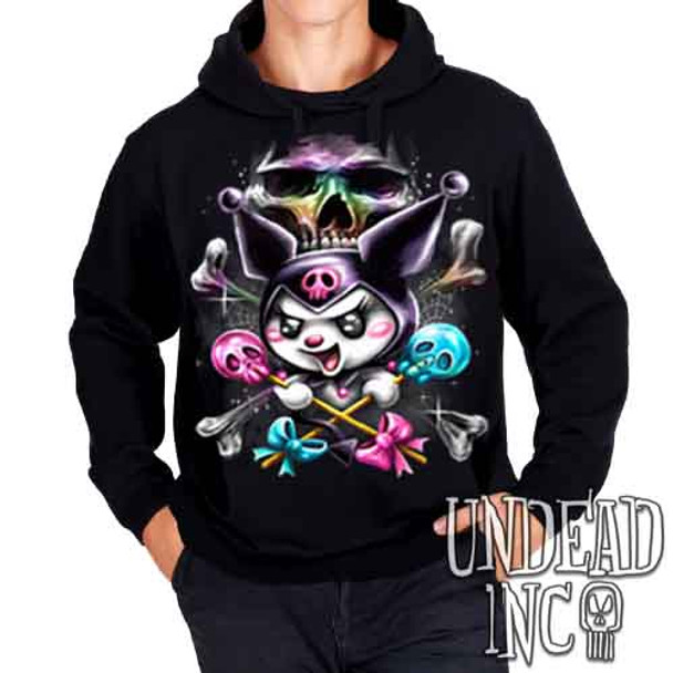 Kuromi Skull Pop Crossbones - Mens / Unisex Fleece Hoodie