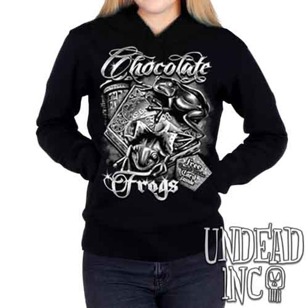 Harry Potter Chocolate Frogs Black & Grey - Ladies / Juniors Fleece Hoodie